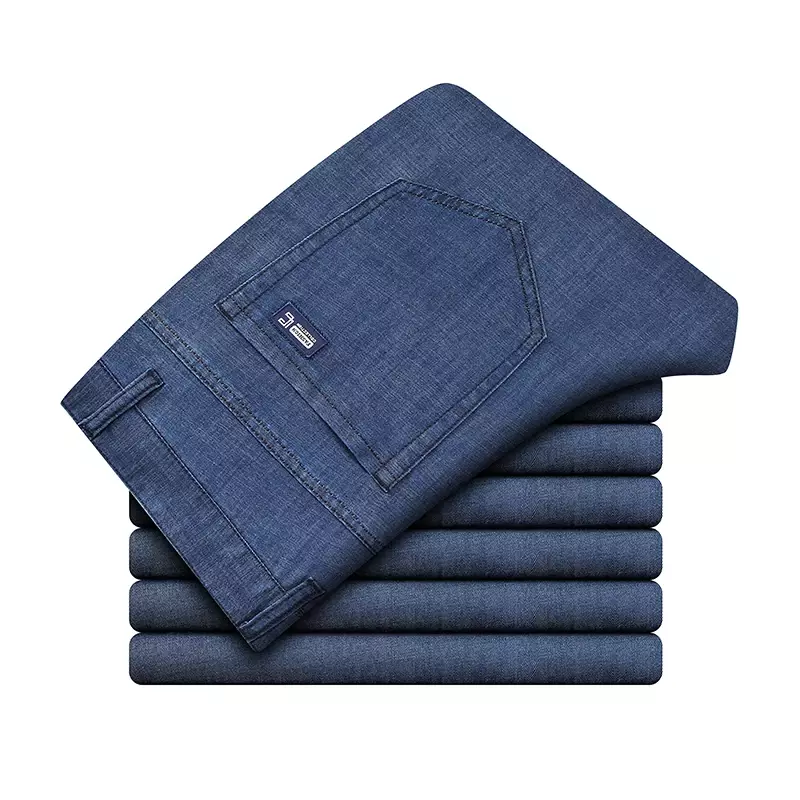 Heren Straight Luxe Jeans Zakelijke Vrijetijdsbesteding Klassieke Stretch Zachte Broek Denim Broek Heren