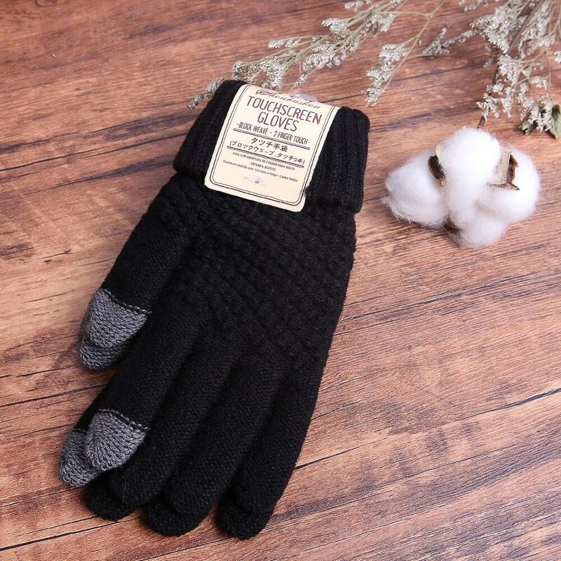 Imitacja kaszmiru wełniane dzianinowe rękawiczki do obsługiwania ekranów dotykowych zimowe ciepłe rękawiczki telefon komórkowy za pomocą elastycznych rękawiczek outdoorowe rękawiczki damskie