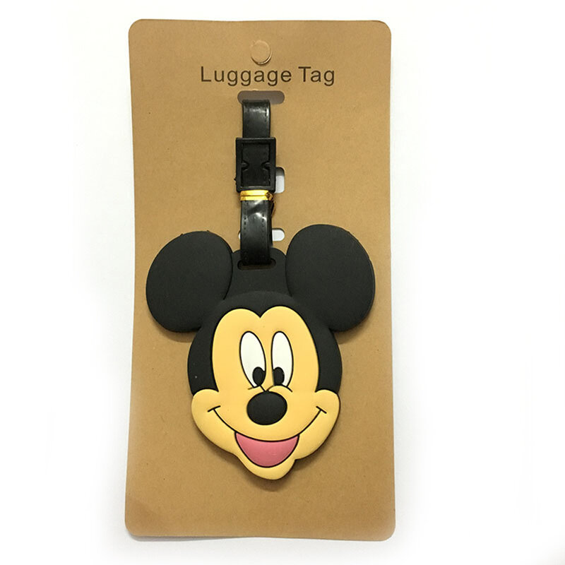 Etiqueta de Gel de sílice para equipaje, Minne de Mickey y accesorios de viaje, soporte para identificación de maleta, etiqueta de embarque portátil