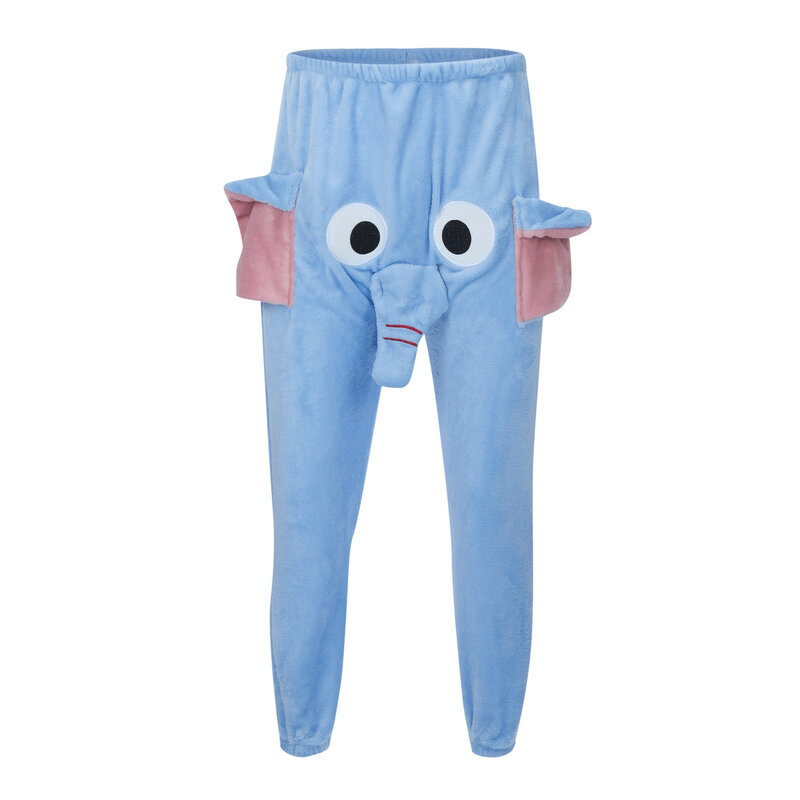 Calças confortáveis de pijama de flanela para homens e mulheres, calças compridas macias, engraçadas para uso doméstico de elefante, calças térmicas