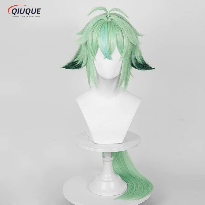 Peluca de Cosplay de sucrosa de impacto de juego, pelucas de Anime verde manzana de 85cm de largo, pelucas de cabello sintético resistentes al calor + gorro de peluca