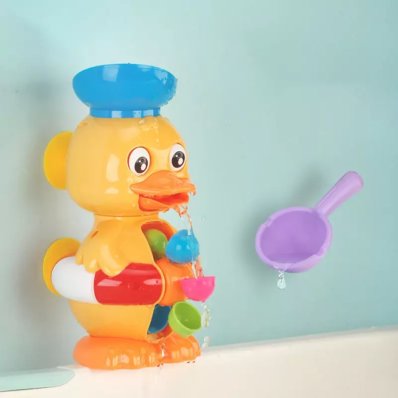 Juguetes de bañera de pato para niños pequeños de 1 a 4 años, con ruedas giratorias de agua/ojos, cuchara de agua de succión potente para baño, juguetes de baño divertidos