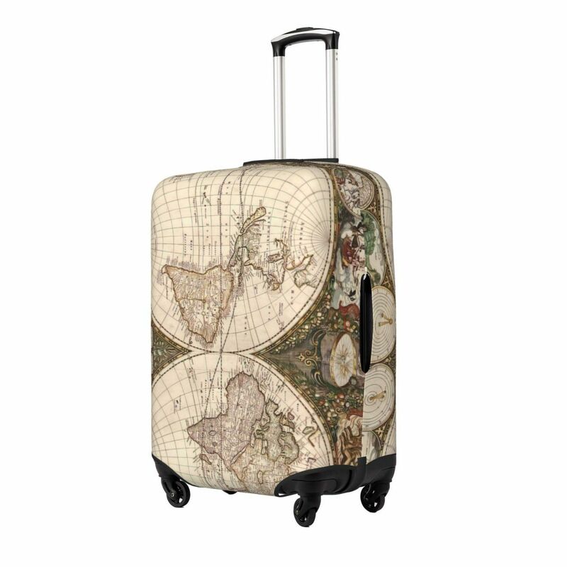 Fundas protectoras de equipaje con estampado de mapa del mundo, cubiertas antipolvo elásticas e impermeables para maletas de 18 a 32 pulgadas, accesorios de viaje