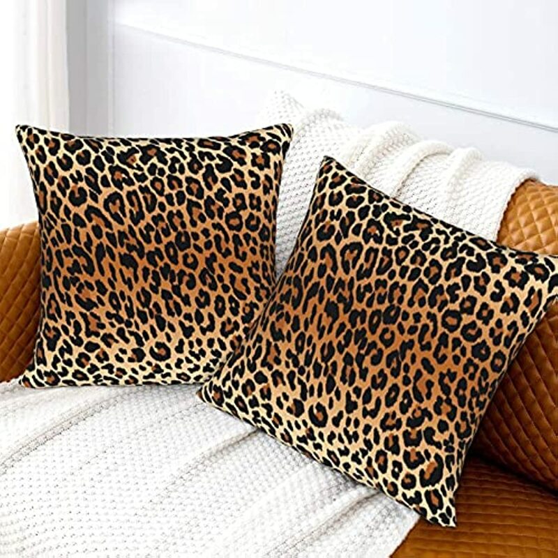 Leopard rzuć poszewka na poduszkę 2 sztuk Cheetah poszewka na poduszke z nadrukiem pluszowe miękkie Faux futro skóra zwierzęca poduszki dekoracyjne poszewki na poduszki