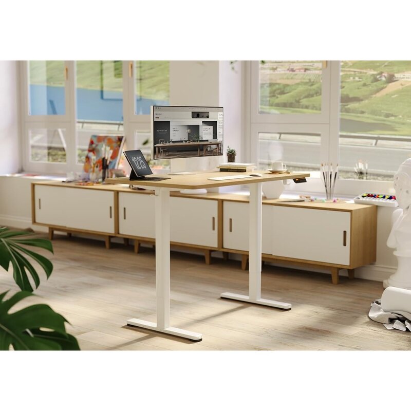 โต๊ะพับได้ไฟฟ้าโต๊ะแบบตั้งปรับระดับความสูงได้นิ้วโต๊ะทำงานสำนักงานบ้านพร้อมแผ่นประกบ