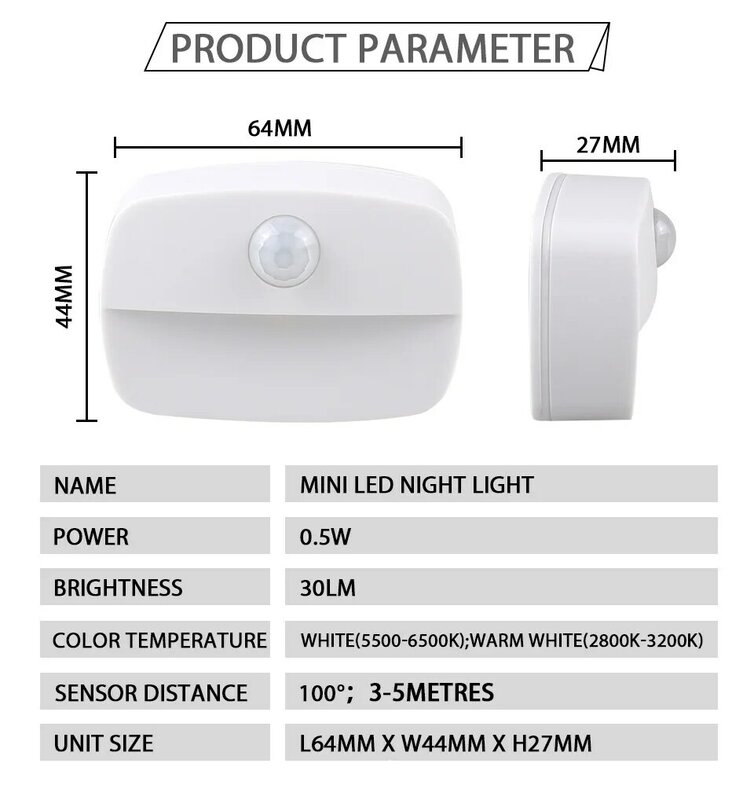 PIR Motion Sensor Luz Sensoriamento do Corpo Humano, Quarto, Corcorredor, Roupeiro, LED, Luz Infravermelha Noturna, Interior, Exterior, Escadas, Lâmpada de Parede