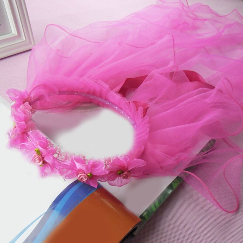 Цветочная Фата для девочек, головные уборы со складками, Женская фата-кольцо, Длинная фата, свадебные принадлежности для невесты