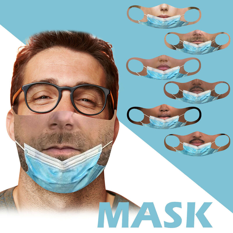 Маска для взрослых в стиле розыгрыша для мужчин и женщин маска для лица с принтом Новая длинная моющаяся многоразовая дышащая удобная маска