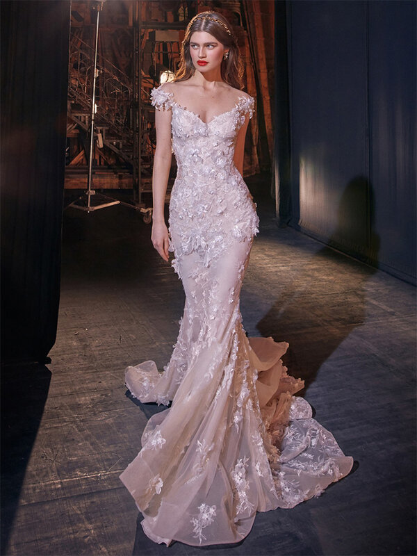 Женское свадебное платье с юбкой-годе, элегантное фатиновое платье в пол, модель 2024