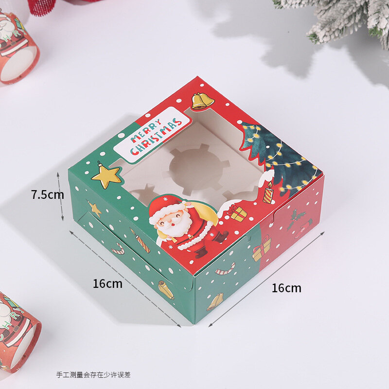 Caja de regalo personalizada para cupcakes, contenedor de embalaje para pasteles con ventana, producto personalizado para fiesta de vacaciones