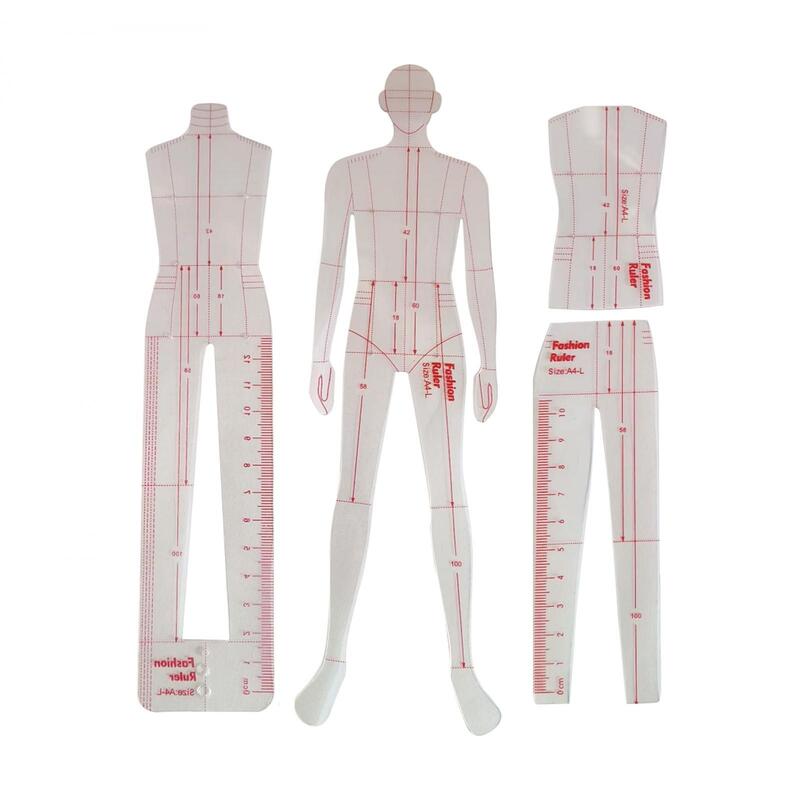 Penggaris Template desain garmen tahan lama mode merancang transparan penggaris jahit portabel untuk pakaian kerja setelan pola pembuat