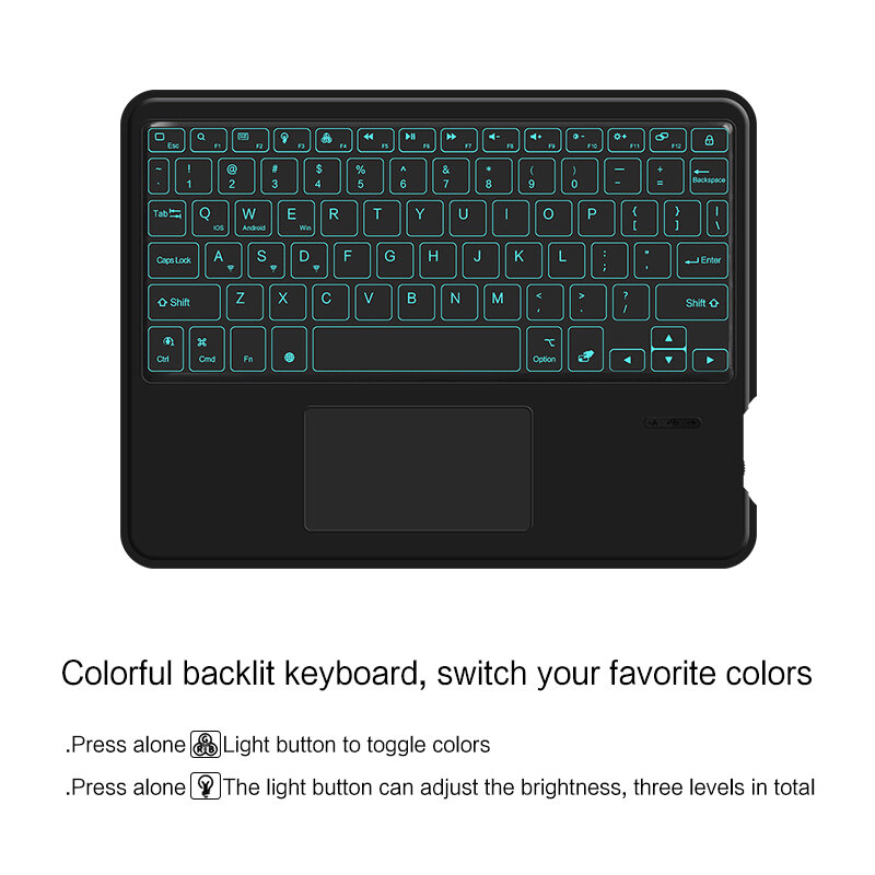 Ultra fino teclado Bluetooth Sem Fio Recarregável Com Touchpad 7 Cores Retroiluminado para Android Windows iOS Tablet Phone Laptop PC