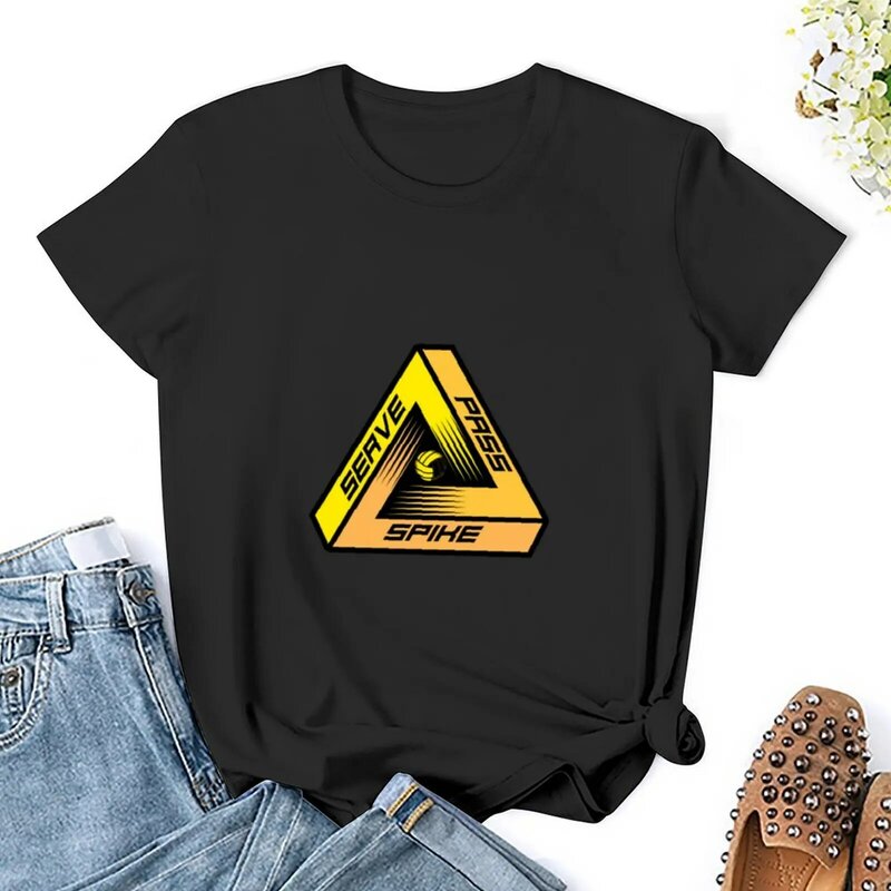 Camiseta de triángulo de espiga para mujer, ropa de verano de moda coreana, camisetas de gran tamaño