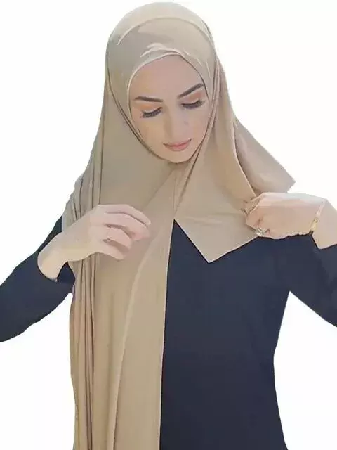Moslim Vrouwen Premium Instant Katoenen Jersey Hijab Sjaal Jersey Hijaabs Sjaals Met Hoepel Pinless Hoofddoeken Moslim Mode