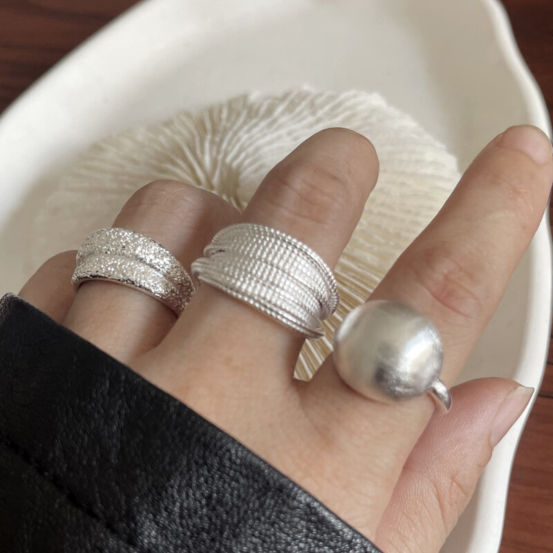 BF CLUB 925 Sterling Silver String cincin untuk wanita perhiasan hati jari terbuka buatan tangan Shinning cincin alergi untuk hadiah ulang tahun