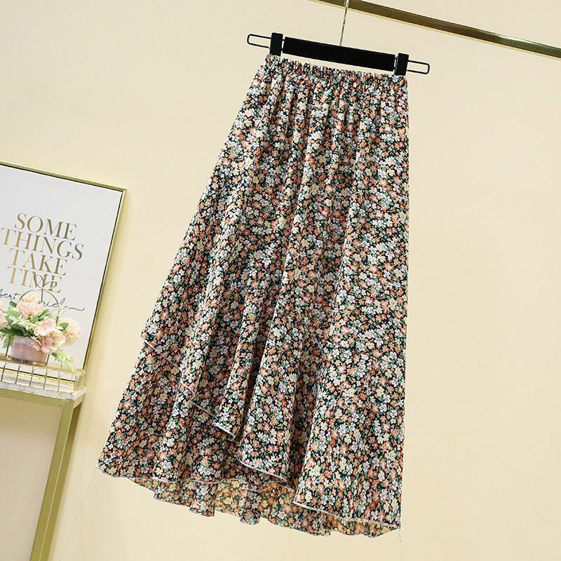 2024 Spring/Summer New Retro Women's Wear Fashionable Fragmented Flower Skirt High Waist Slimming