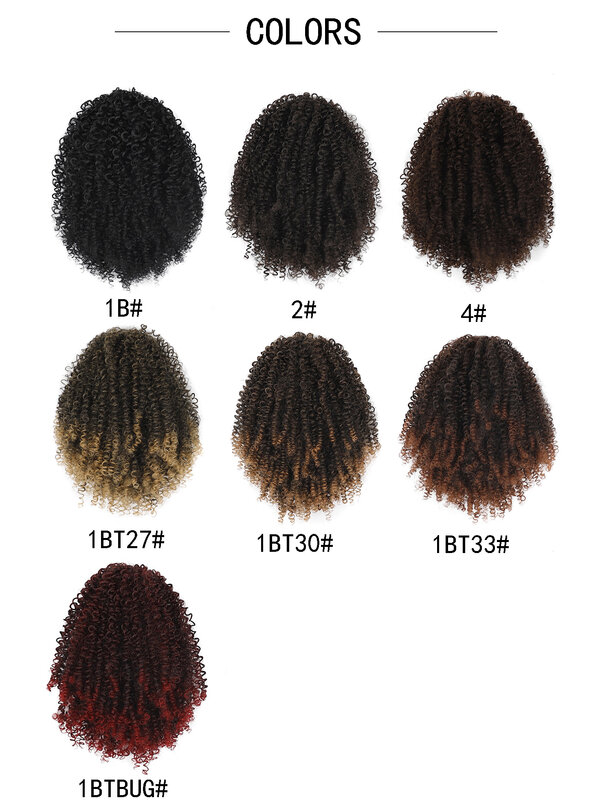 Coleta sintética corta Afro rizada con cordón, extensión de cabello para mujer negra, moño, postizo, negro y marrón