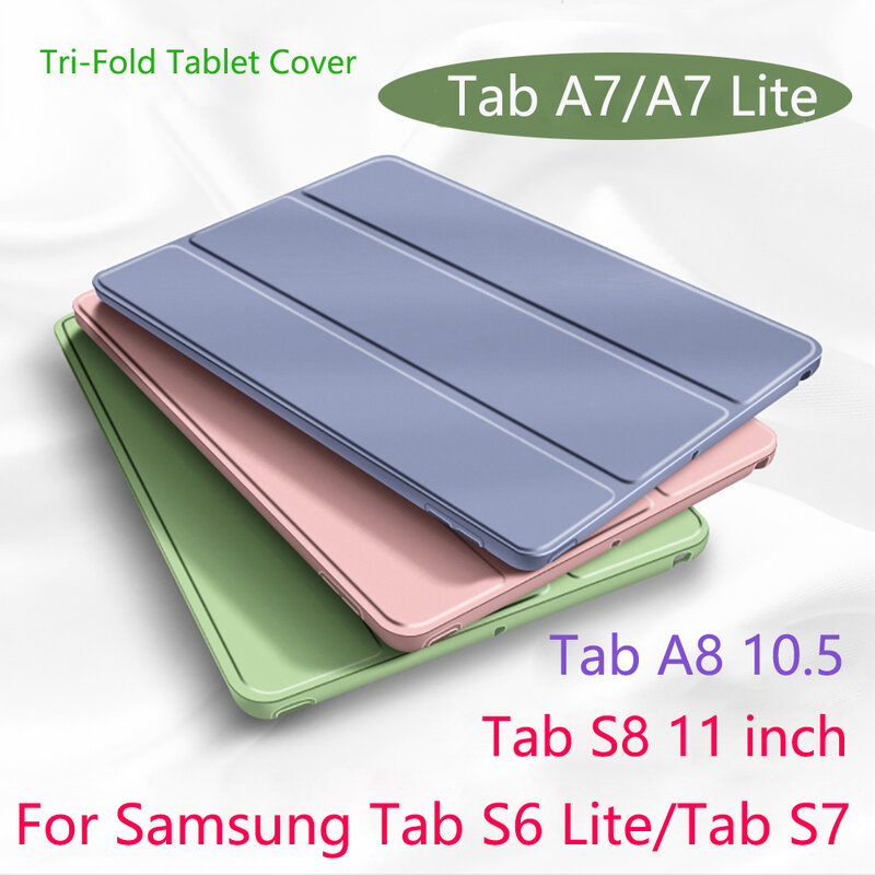 Casing Tablet kulit PU, sarung Tablet untuk Samsung Galaxy Tab A8 10.5 X200 A7 T500 A7 Lite T220 untuk Galaxy Tab S6 Lite S7 S8 S9 11 ''Funda