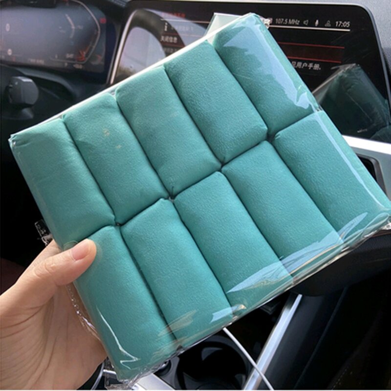10 buah spons Suede spons mobil aplikator dengan warna biru abu-abu spons kepadatan tinggi serat lembut digunakan dengan lapisan keramik