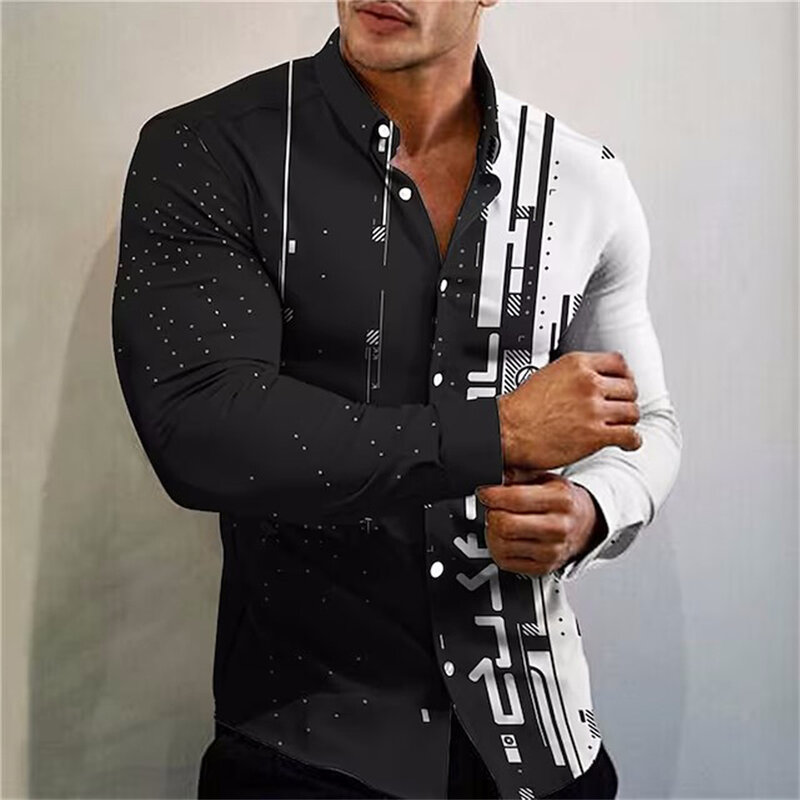 2023 Fashion Luxury Men Shirts Turn-down Collar Buttoned Shirt Casual Flower Print Long Sleeve Tops Mens Clothes Prom Cardigan
