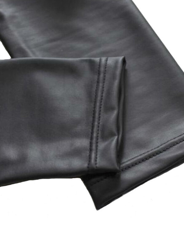 CUHAKCI-Leggings de piel sintética para mujer, pantalones sexys ajustados de cintura alta, brillantes, color negro, verano, 2022