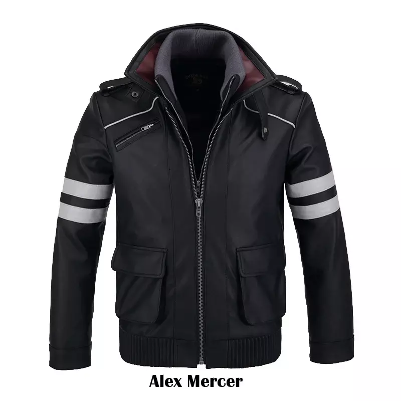 Cosztkhp double collars! game prototype Alex SJ PU leather jacket winter coat Halloween cosplay costumes for women/men M-4XL