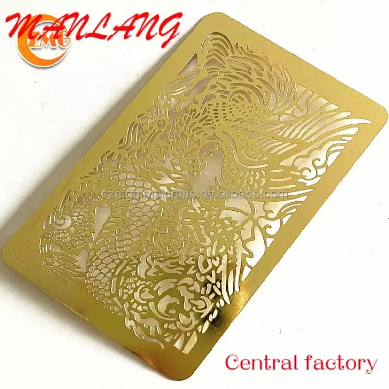 Custom  laser cut engraved golden etal busins card in p pre