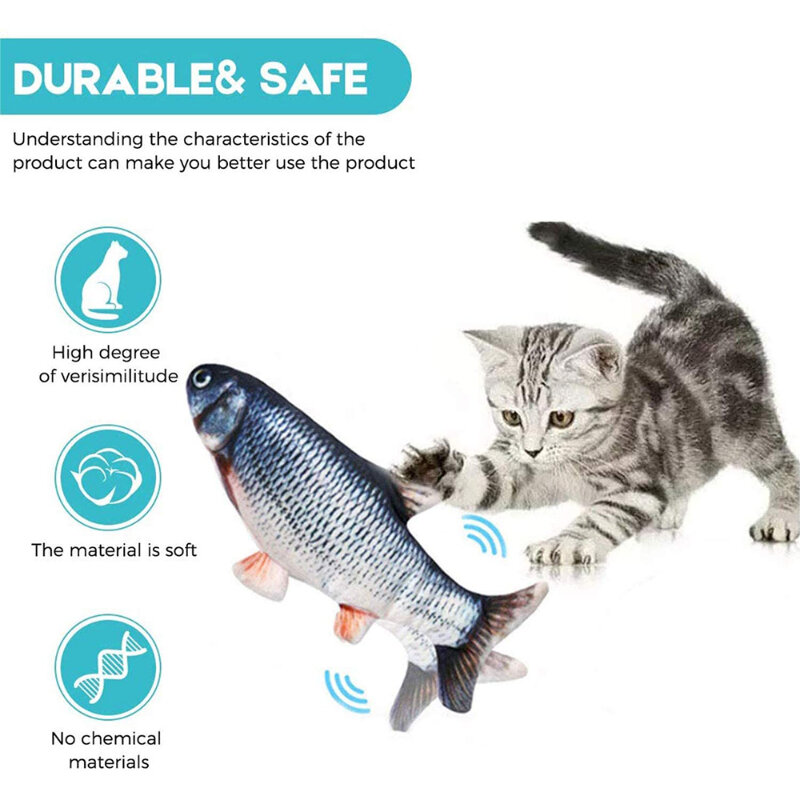 Pet Soft Plush USB Charger Fish Cat 3D Simulation Dancing Wiggle Fish Toy Pet Interaction Supplies Cat Favors Kitten Accessories
