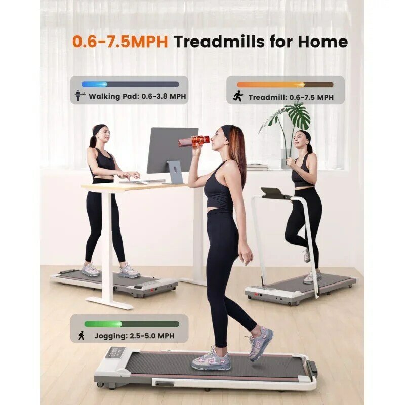 Treadmill Pad Berjalan 3 in 1-3. 0hp Treadmill lipat untuk rumah mudah disimpan, kapasitas 300LBs di bawah meja Treadmill pemasangan gratis