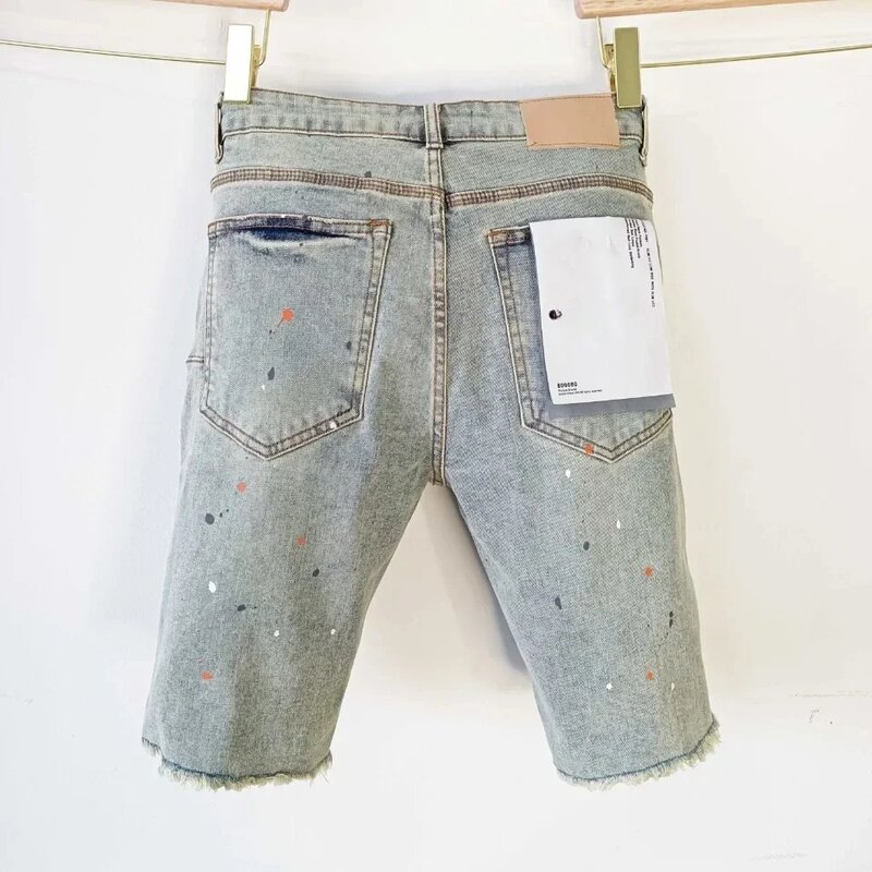 Новые высококачественные брендовые джинсы с винтажными краями, потертые джинсовые шорты для мужчин, зауженные джинсовые брюки с низкой посадкой