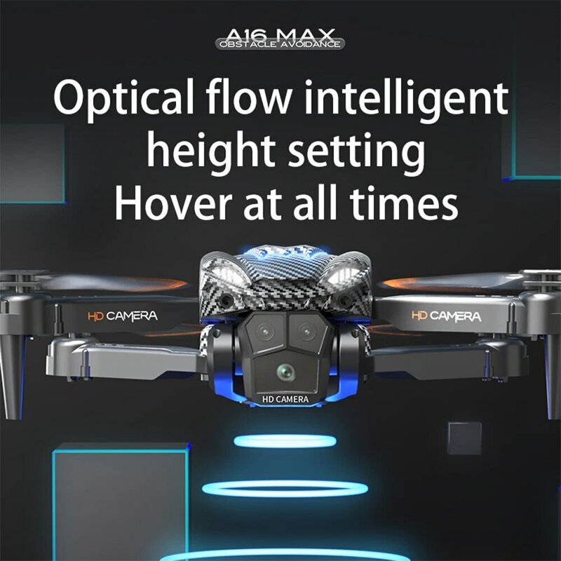 A16 Max Drone Optical Flow, tiga kamera serat karbon UAV empat sumbu pesawat penghindar dan kendali jarak jauh mainan pesawat