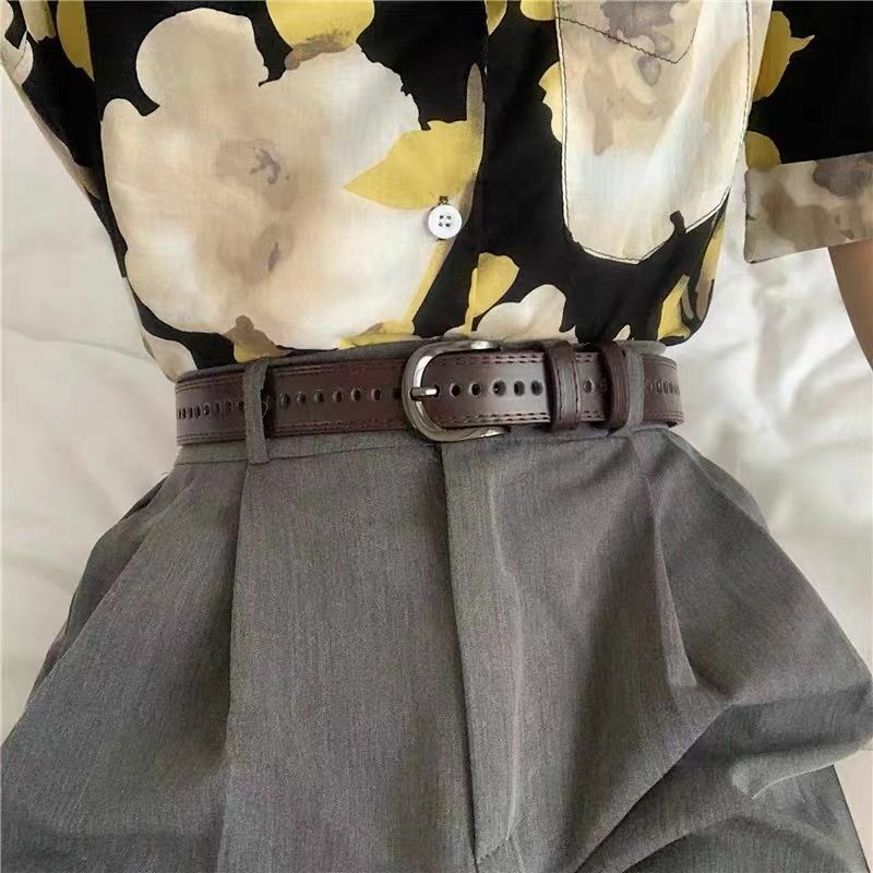Unisex PU Leather Belt for Woman Free Size Luxury Brand Vintage Pin Buckle Jeans Waist Belts Men Ladies Retro Black Strap