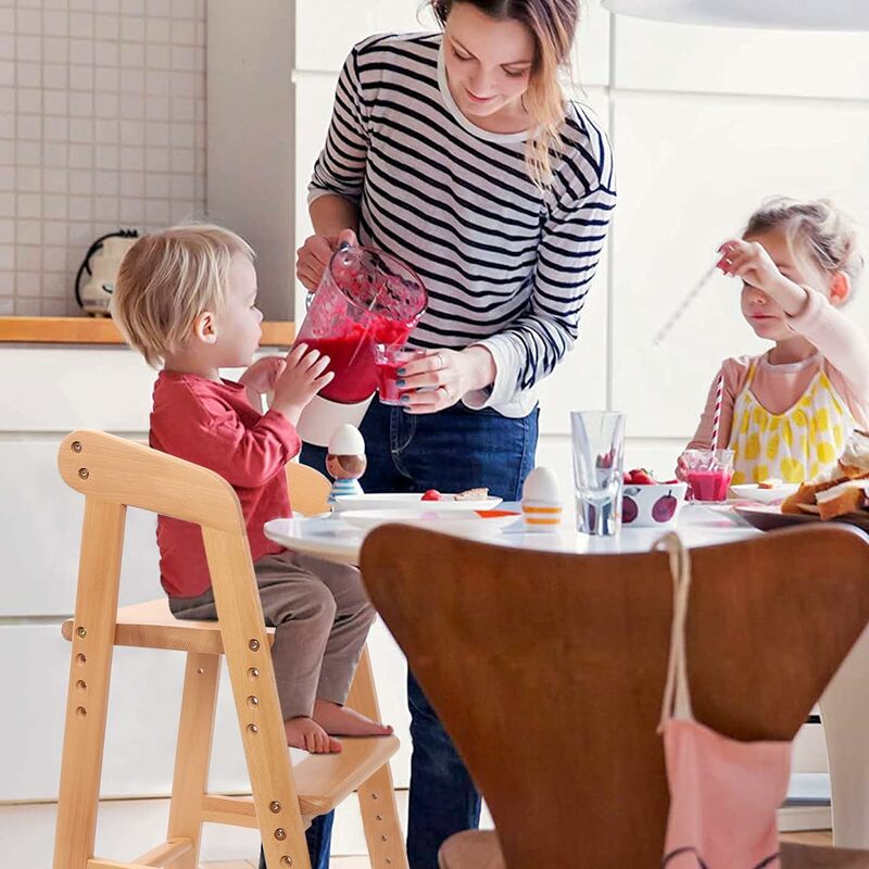 Cojín extraíble para niños, silla alta que crece con niños para comer, estudiar, herramienta de paso (Color Natural)