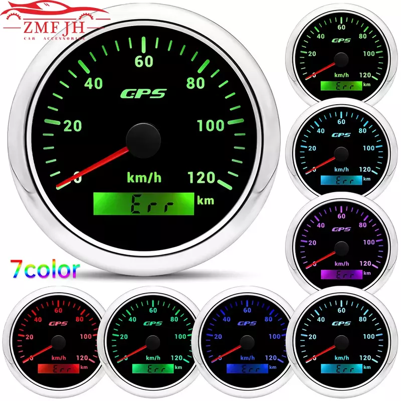 Velocímetro GPS para motocicleta, medidor de velocidad con antena GPS, 85MM, 7 colores, retroiluminación, 30 ~ 200 Km/h, para barco, coche y camión