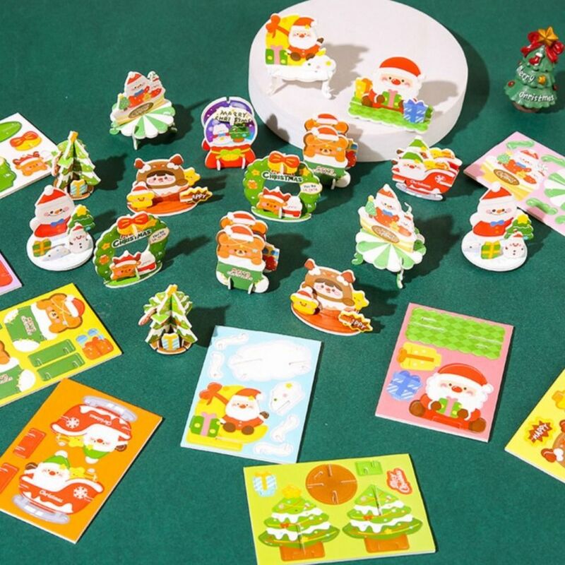 3D Papai Noel Jigsaw Puzzle para crianças, árvore de Natal, boneco de neve Cartoon Jigsaw, Natal artes, rena, árvore de Natal