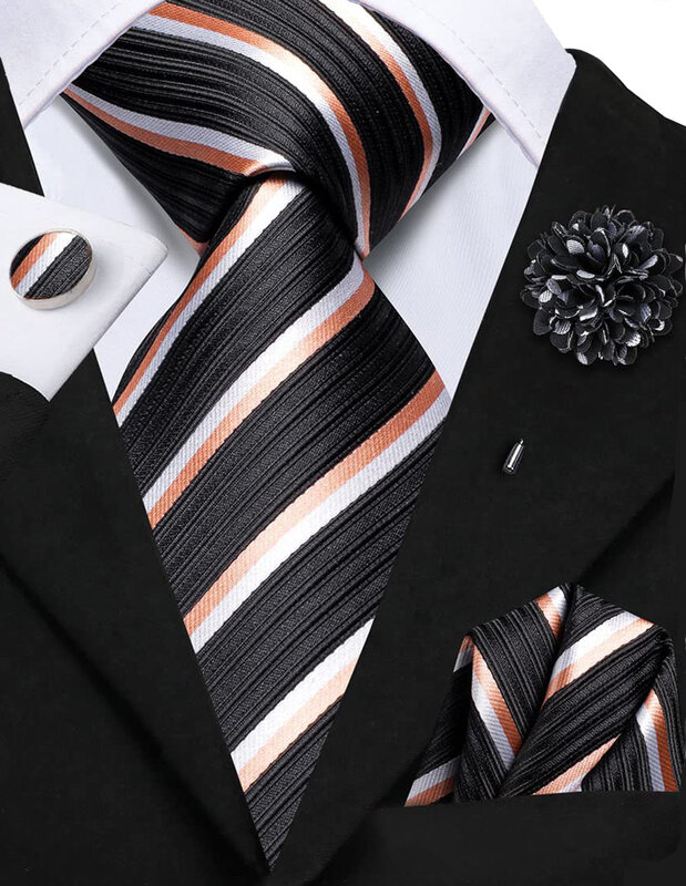 Dasi pernikahan 8.5cm mewah desainer baru untuk pria sutra Jacquard tenun pria bros dasi Set kancing manset saputangan Hi-Tie grosir
