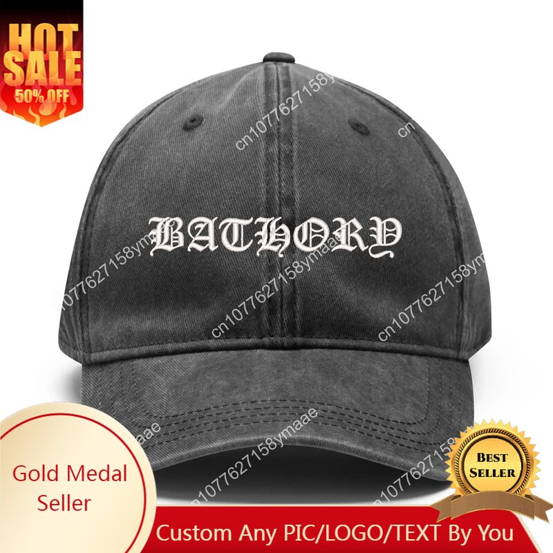 Bathory topi bordir pria dan wanita, topi Trucker koboi teks pribadi bahan Hip Hop, topi bisbol olahraga untuk pria dan wanita