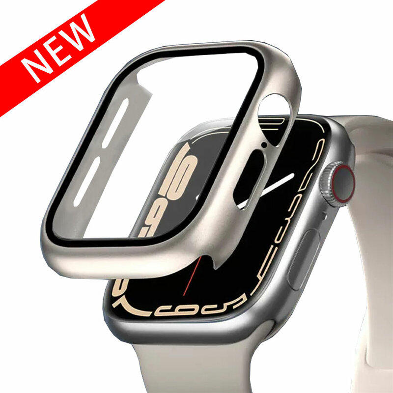 Protecteur d'écran Starlight pour Apple Watch, en verre trempé + couvercle, pour Apple Watch 44mm 45mm 41mm 40mm iWatch 6 SE 5 3 42mm 38MM 7 8 Ultra 49mm