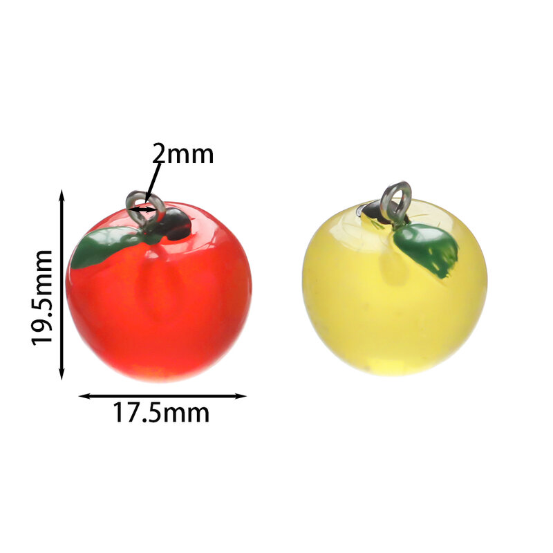 10Pcs  Fashion Fruit Jelly Color Pendants Apple Resin Pendant for DIY Jewelry Making Earring Necklace Keychain Charms Supplies