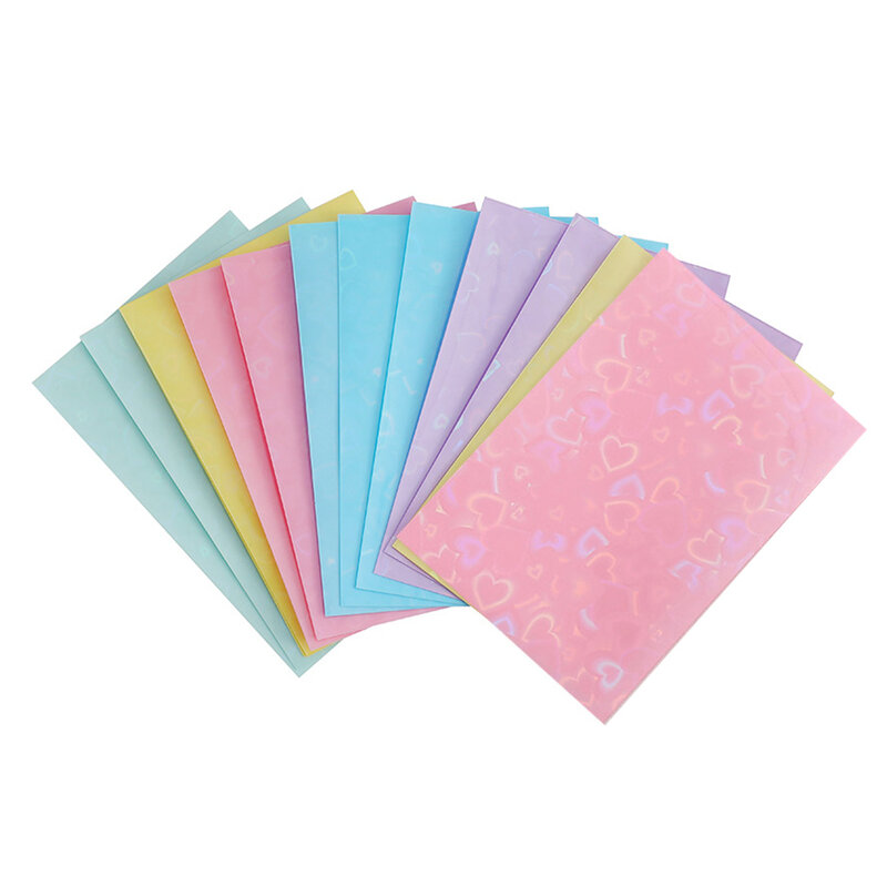 50Pcs Glittery Star Love Heart Colored Idol Photo Card Toploader Photocard Sleeves Idol Photo Cards Protective Storage Bag