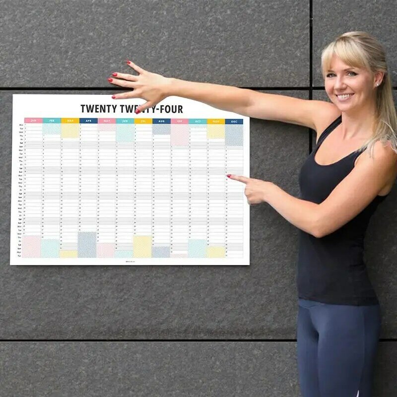 Calendario de pared con estilo Simple, planificador anual para organizar el trabajo y la vida de la familia, 2024