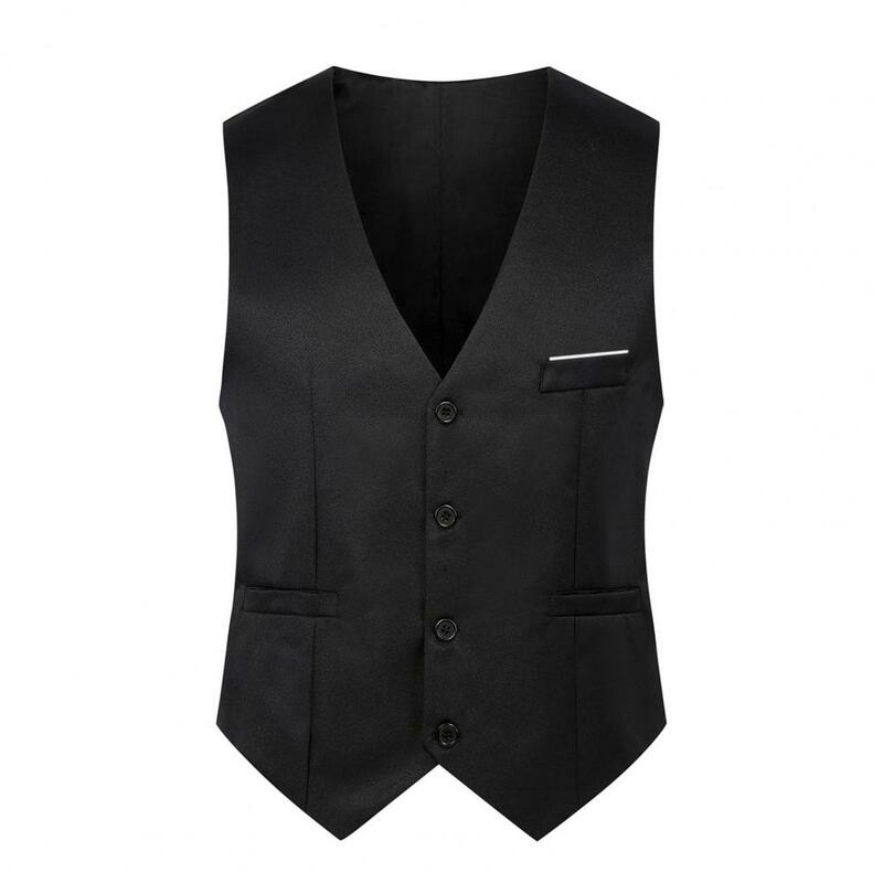 Men Waistcoat Single-breasted V Neck Suit Vest Summer Slim Fit Waist Tank Top Business Leisure Party Bar Banquet Dress Men Vests