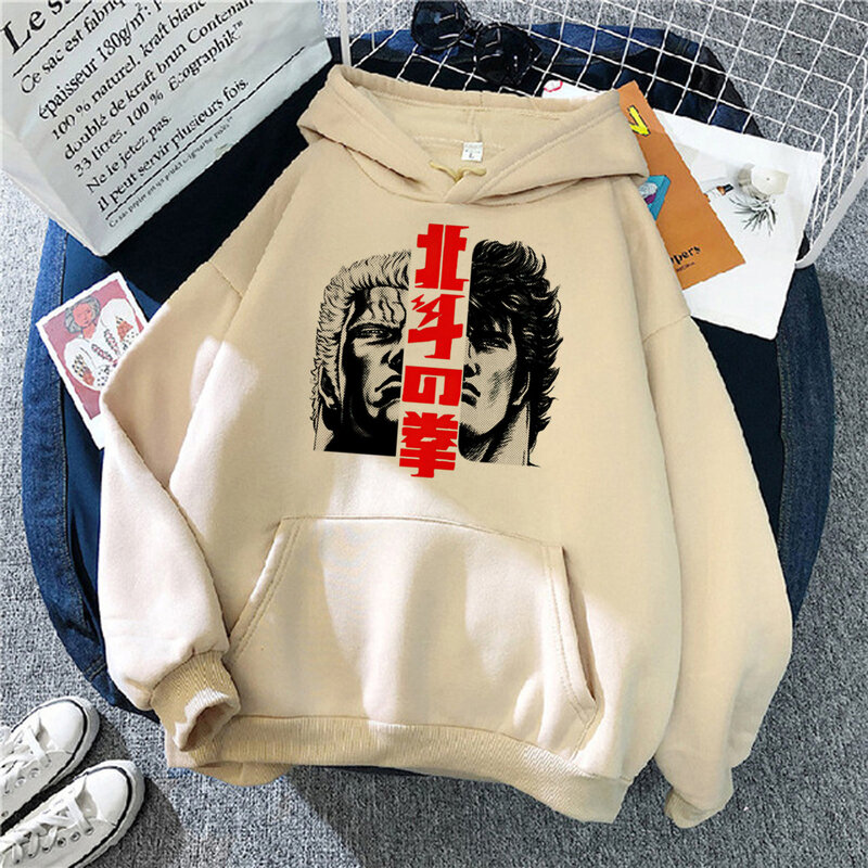 Bluzy z kapturem Kenshiro damskie streetwear z lat 90. 2023 y2k estetyczny sweter damski bluzy anime