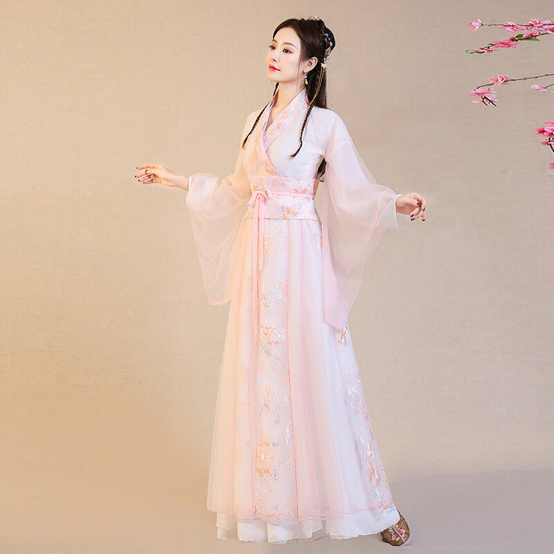 Women's Han Chinese Clothing Ancient Costume Student Style Jacket and Dress Performance Costumes