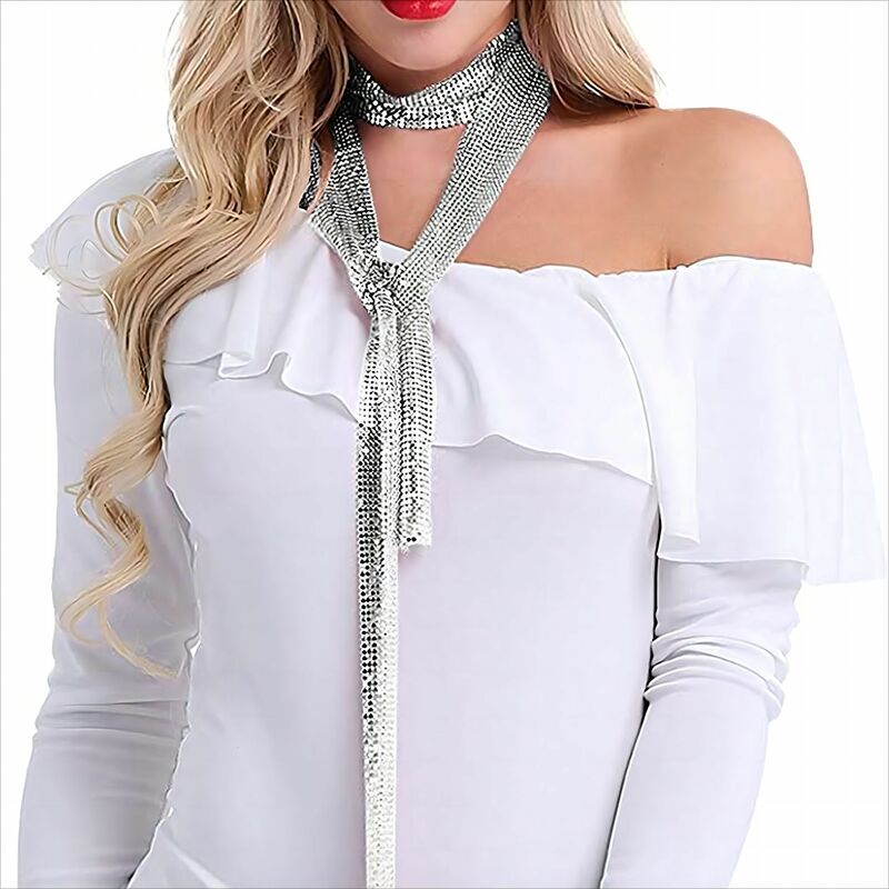 Jewelry Alloy Sequin Metal Aluminum Mesh DiamonD Surround Music Festival Party Collar Sweet Spicy Style Scarf