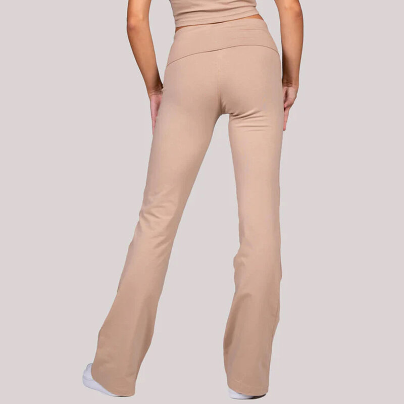 Calça feminina de cintura alta micro-queimado, calça justa, moletom casual, calça monocromática Streetwear, primavera, outono