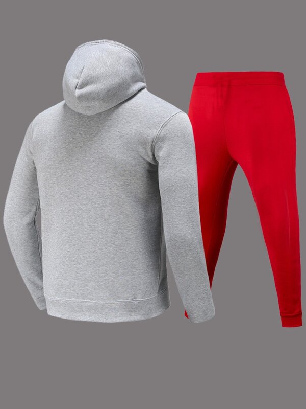 LW Multicolor 2pcs Sweatshirt Suits Casual 2 Piece Sets Lip Letter Print Kangaroo Pocket Hoodies+Pants Sport Suit Tracksuit Set