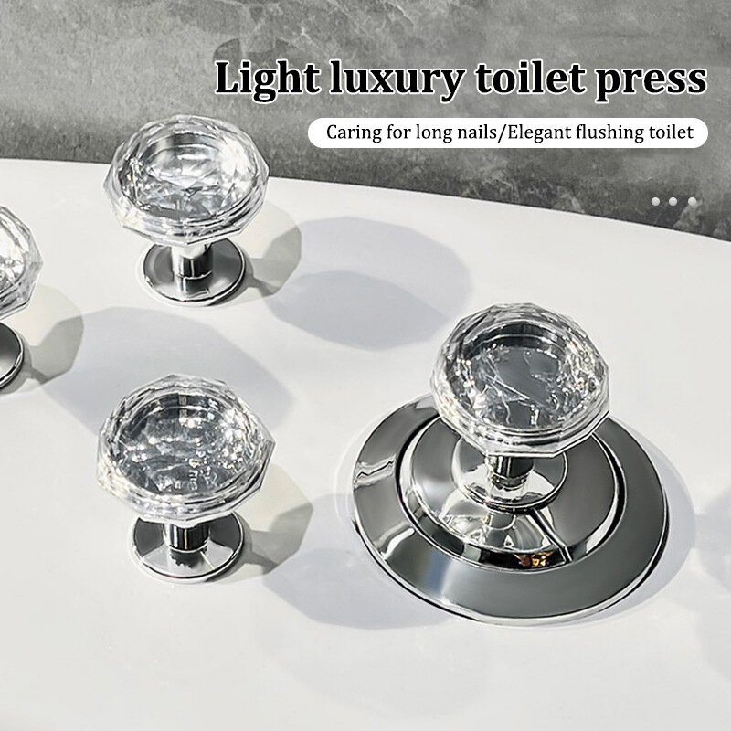 Botón de inodoro de plástico portátil para baño, accesorios auxiliares al ras de tanque de botón de inodoro de diamante creativo y hermoso