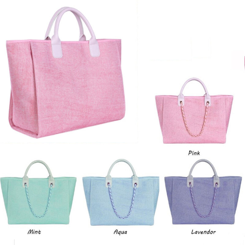 Fashion Candy Color Large Tote Bag Designer Women Shoulder Bags Canvas Handbags Casual Simple Summer Beach Bag Big Shopper Purse