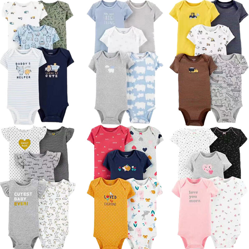Pelele de algodón suave para bebé recién nacido, ropa de manga corta con dibujos animados, monos de 0 a 24 meses, 5 piezas